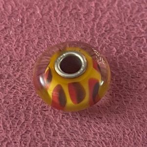 Trollbeads red shadow glass bead EUC!